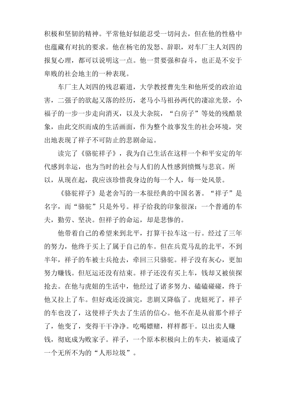 骆驼祥子读书心得体会10篇_第3页