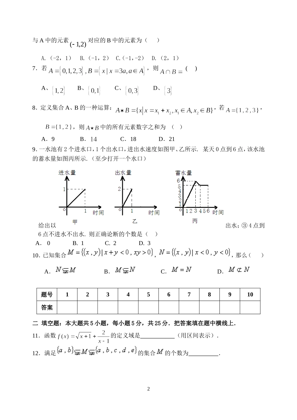 集合与函数概念单元测试陈玉娟_第2页