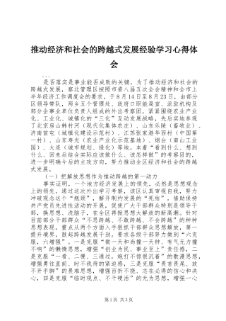 推动经济和社会的跨越式发展经验学习心得体会_1