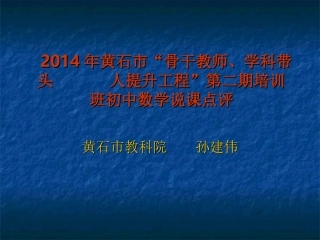 2014年黄石市名师培训说课点评