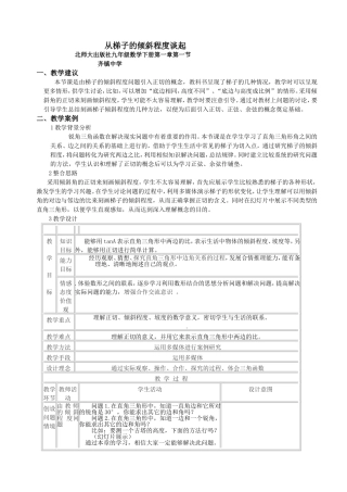 从梯子的倾斜程度谈起