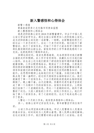 新入警感悟和心得体会