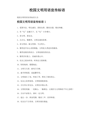 校园文明用语宣传标语