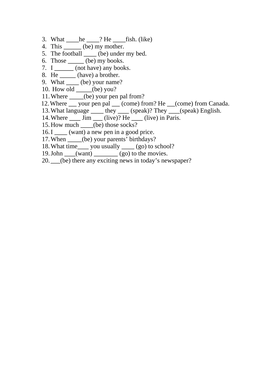 用动词be的适当形式填空_第3页