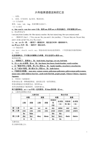 小学英语语法知识汇总