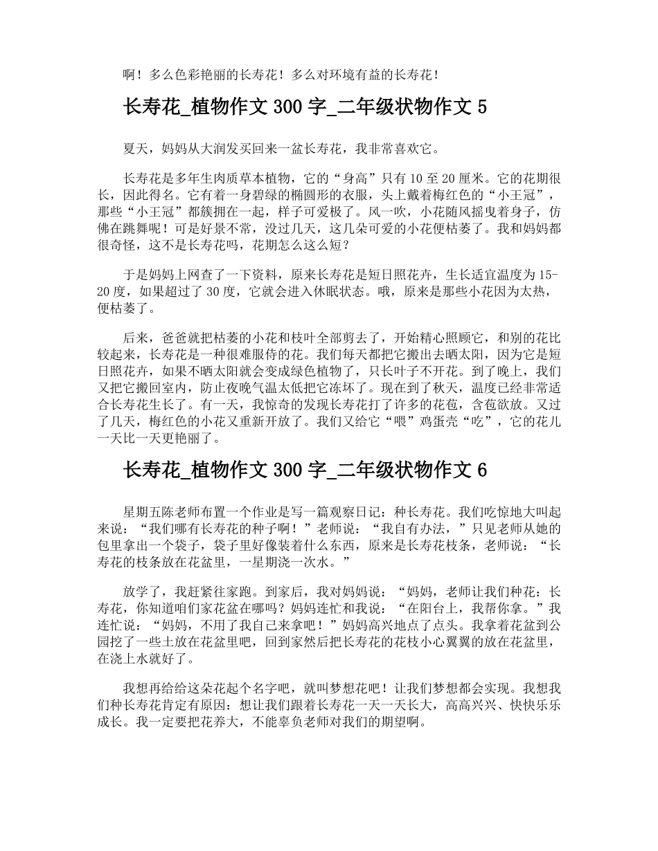 长寿花植物作文300字二年级状物作文_第3页