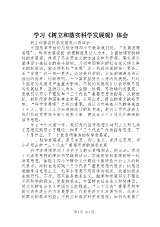 学习《树立和落实科学发展观》体会