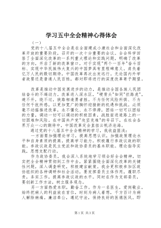 学习五中全会精神心得体会