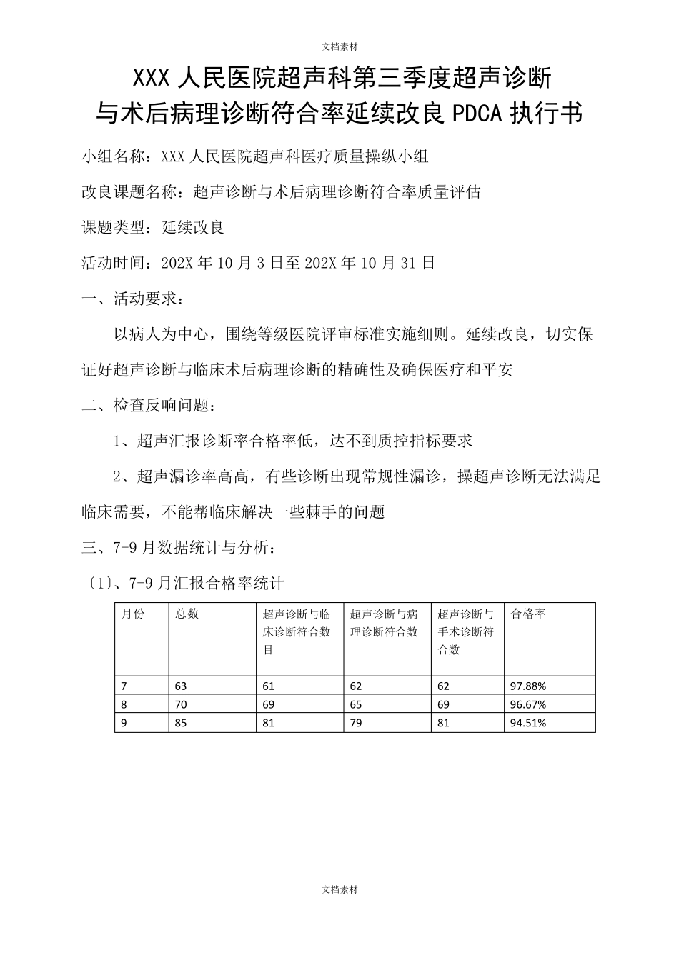 超声科第三季度超声诊断与术后病理诊断符合率持续改进修正_第1页