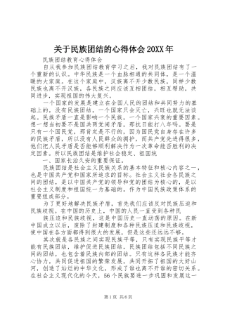 关于民族团结的心得体会20XX年_3