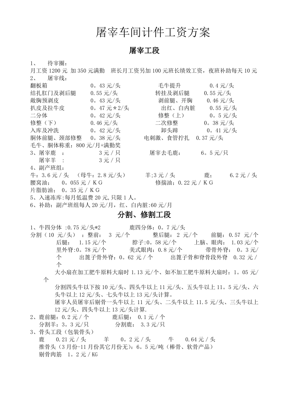 屠宰车间计件工资总方案_第1页