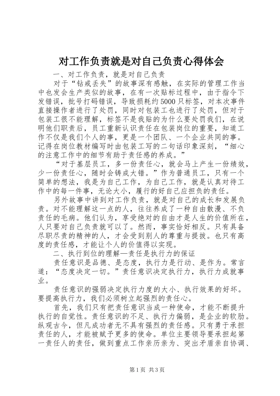 对工作负责就是对自己负责心得体会_第1页