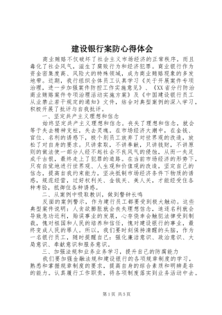 建设银行案防心得体会
