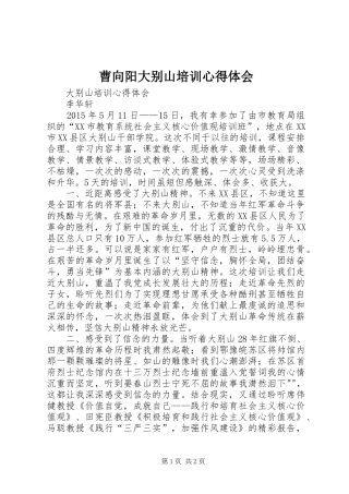 曹向阳大别山培训心得体会