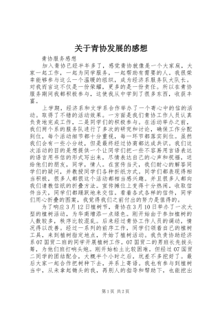 关于青协发展的感想