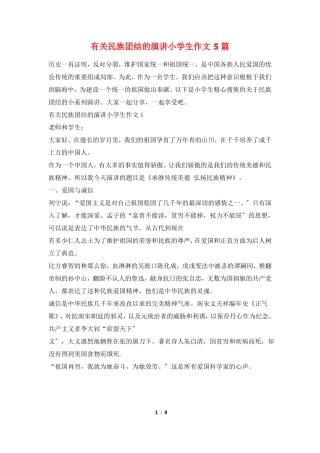有关民族团结的演讲小学生作文5篇