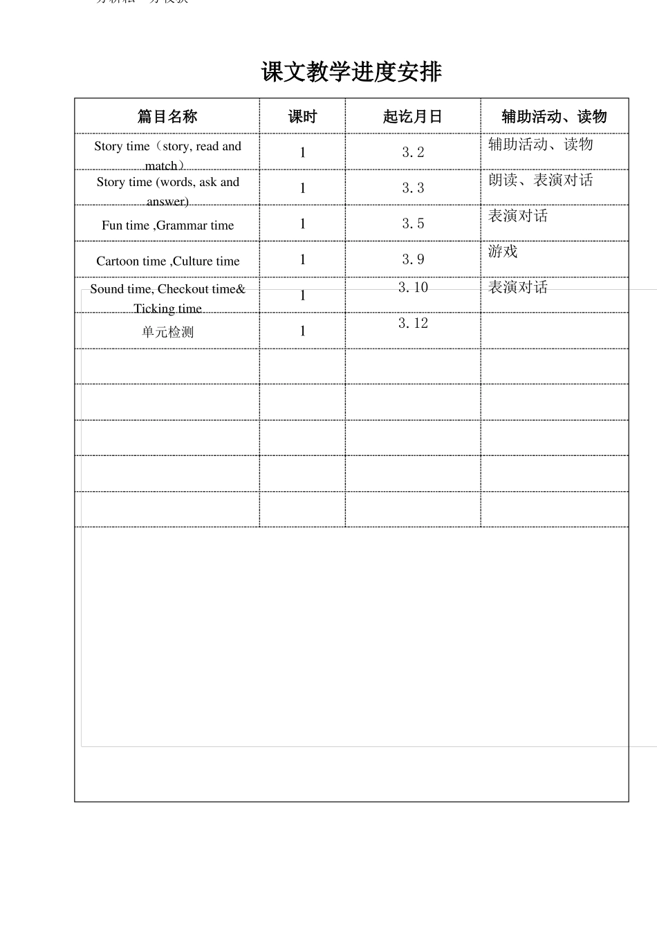 译林版小学英语5B单元教学计划_第3页