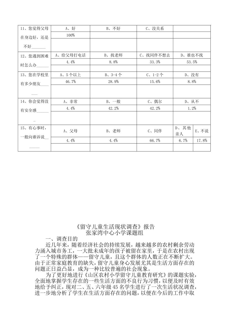 张家湾中小学留守儿童生活现状调查问卷_第3页