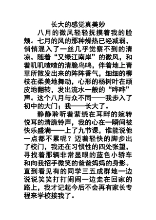 长大的感觉真美妙作文