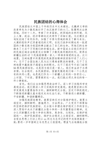民族团结的心得体会