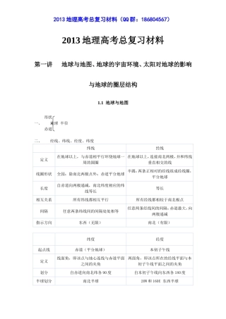2013地理高考总复习材料