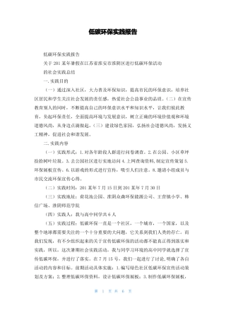 低碳环保实践报告