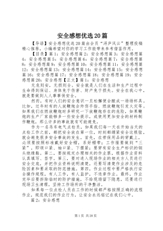 安全感想优选20篇