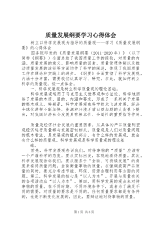 质量发展纲要学习心得体会