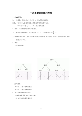 一次函数的图象和性质知识点和典型例题讲解