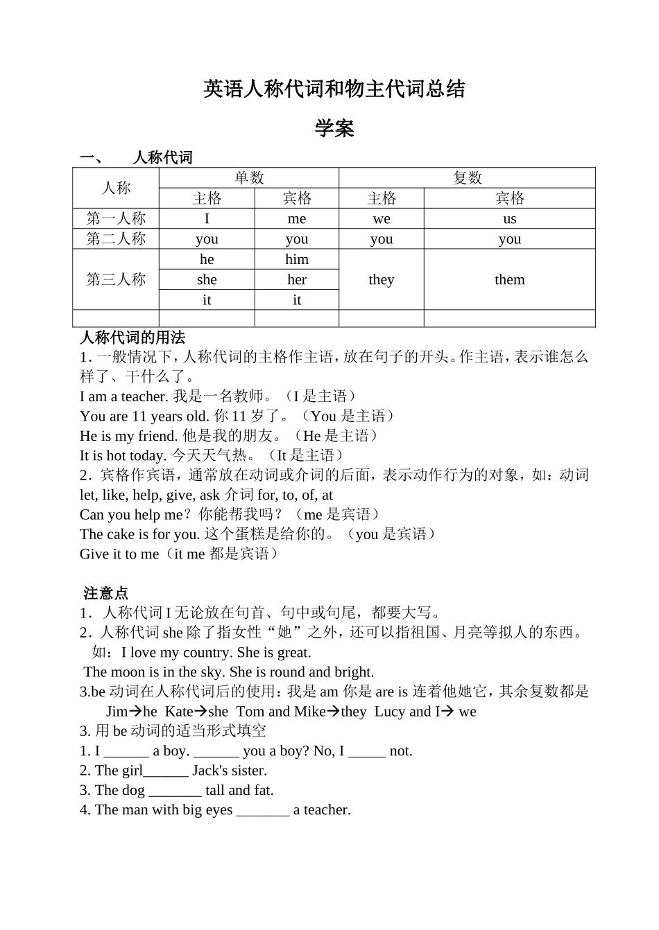_英语人称代词和物主代词_总结_第1页