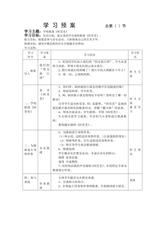 阿里里教学预案