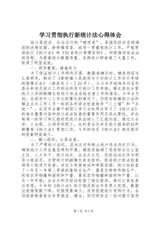 学习贯彻执行新统计法心得体会