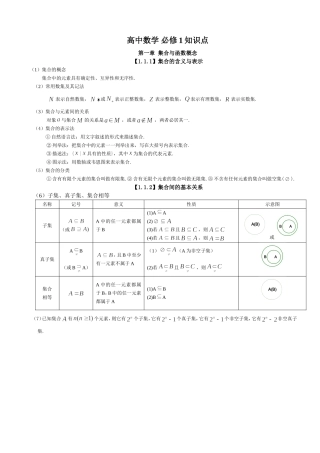 高中文科数学知识点总结