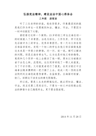 弘扬宪法精神，建设法治中国心得体会
