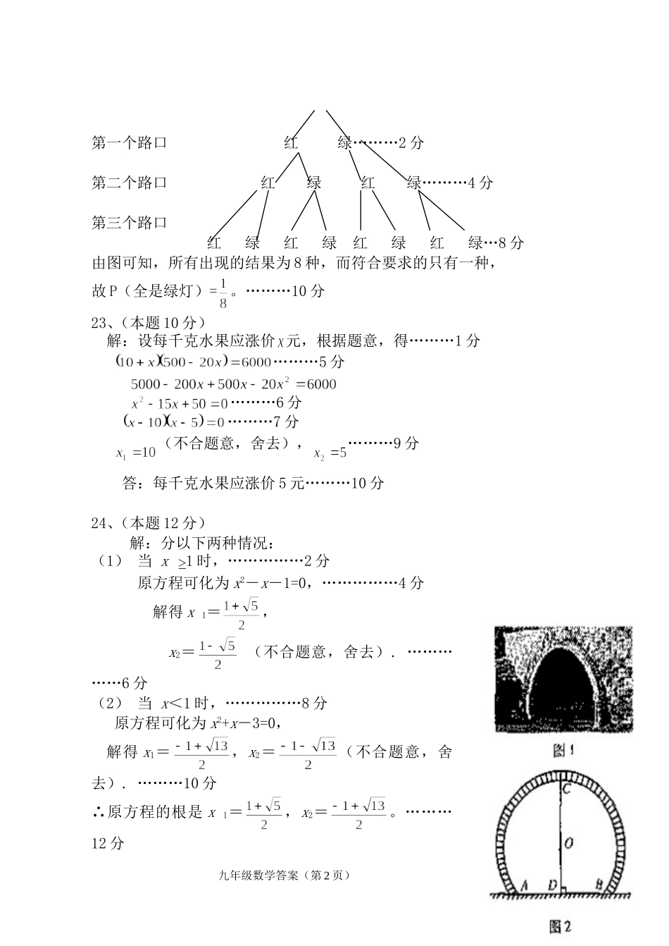 桐梓县2009年秋季学期期末综合素质检测试卷9答案_第2页