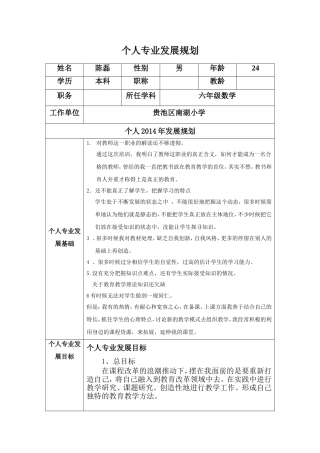 陈磊+教师专业发展三年规划