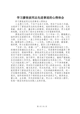 学习廖俊波同志先进事迹的心得体会