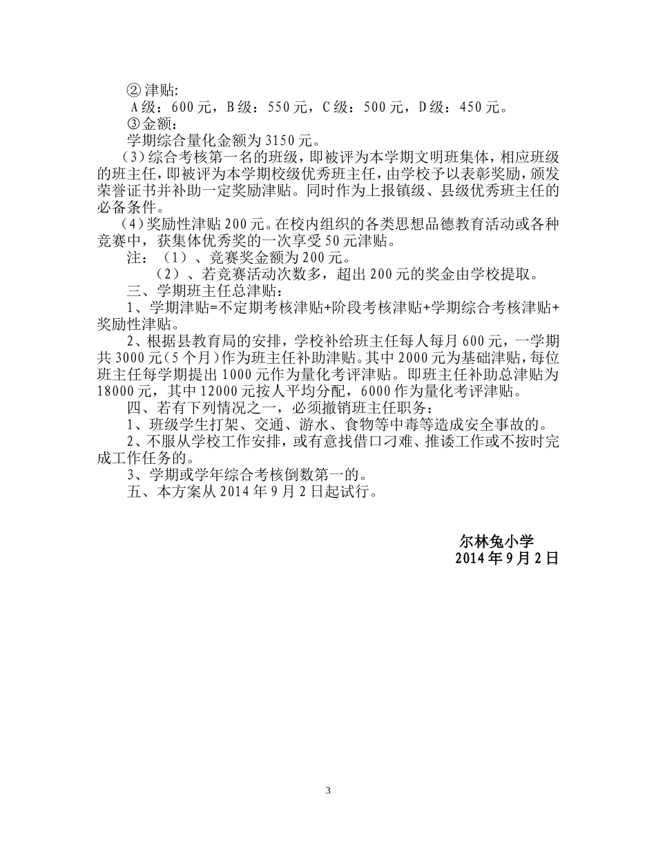 尔林兔小学班主任量化考评方案（修订）_第3页