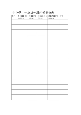 中小学生计算机使用问卷调查表