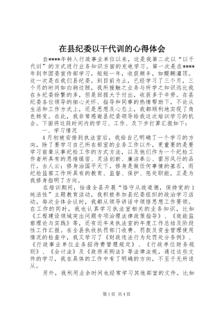 在县纪委以干代训的心得体会