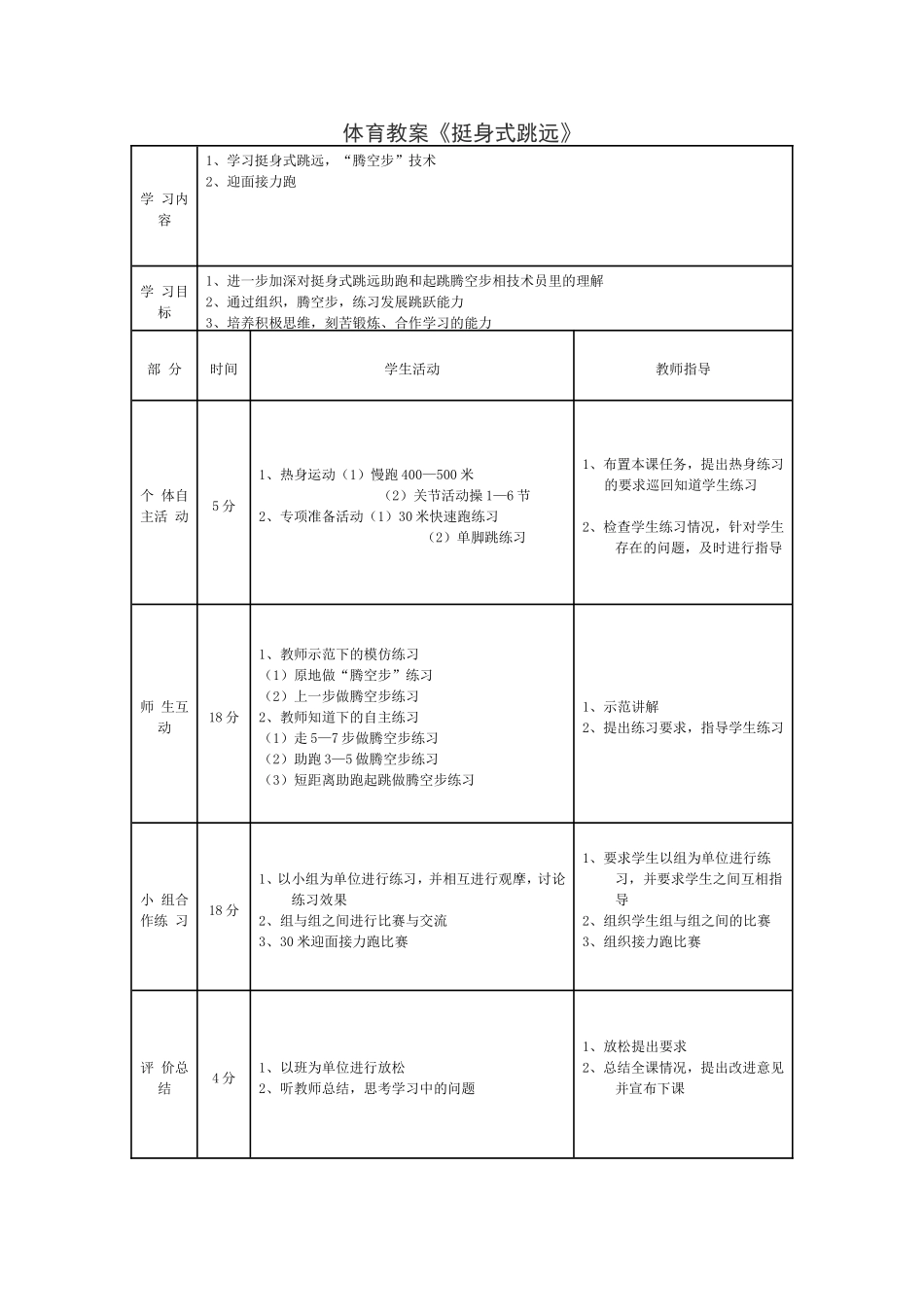 《挺身式跳远》教案_第1页