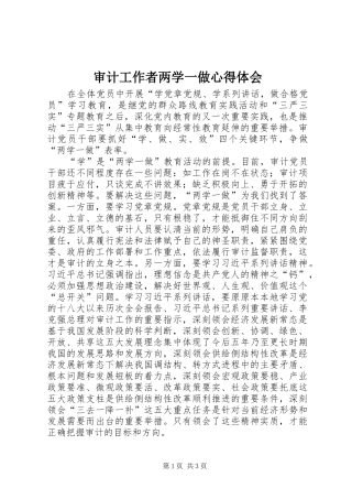 审计工作者两学一做心得体会
