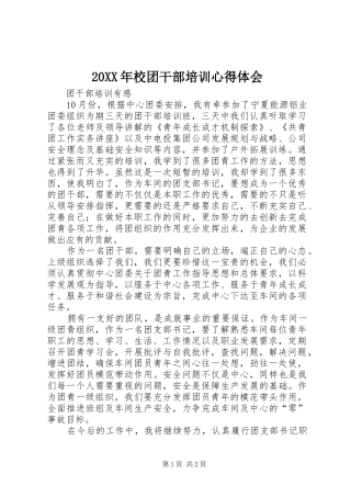 20XX年校团干部培训心得体会 (4)