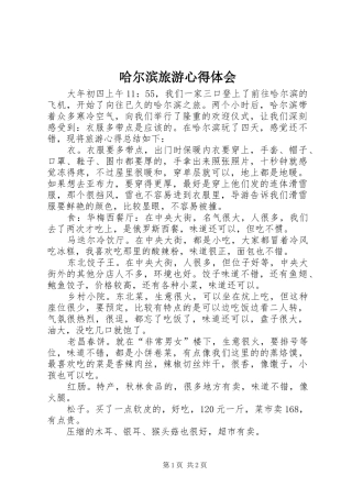 哈尔滨旅游心得体会