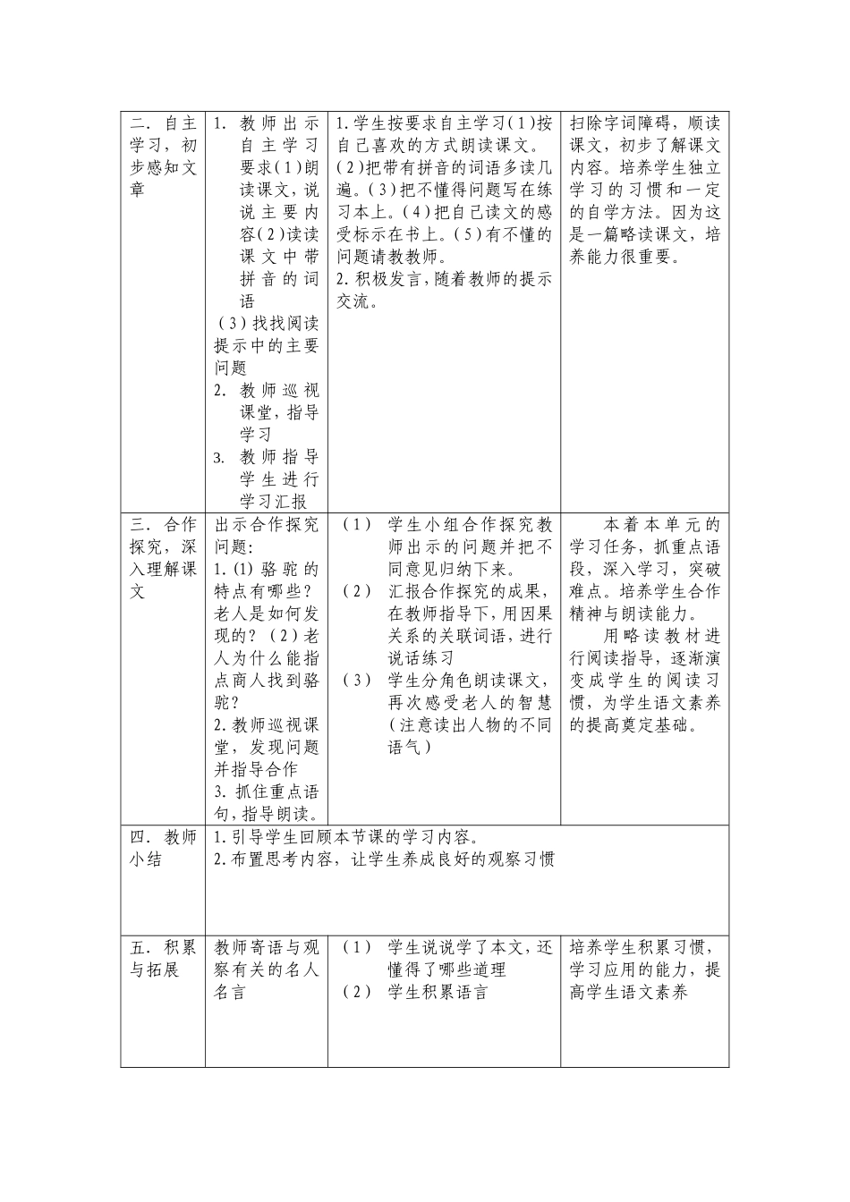 人教版三年级上册语文找骆驼教学设计_第3页