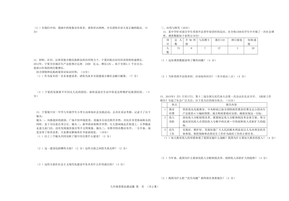 上交回中模拟试卷2013年思品_第2页