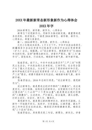 20XX年最新新常态新形象新作为心得体会20XX年字 (3)