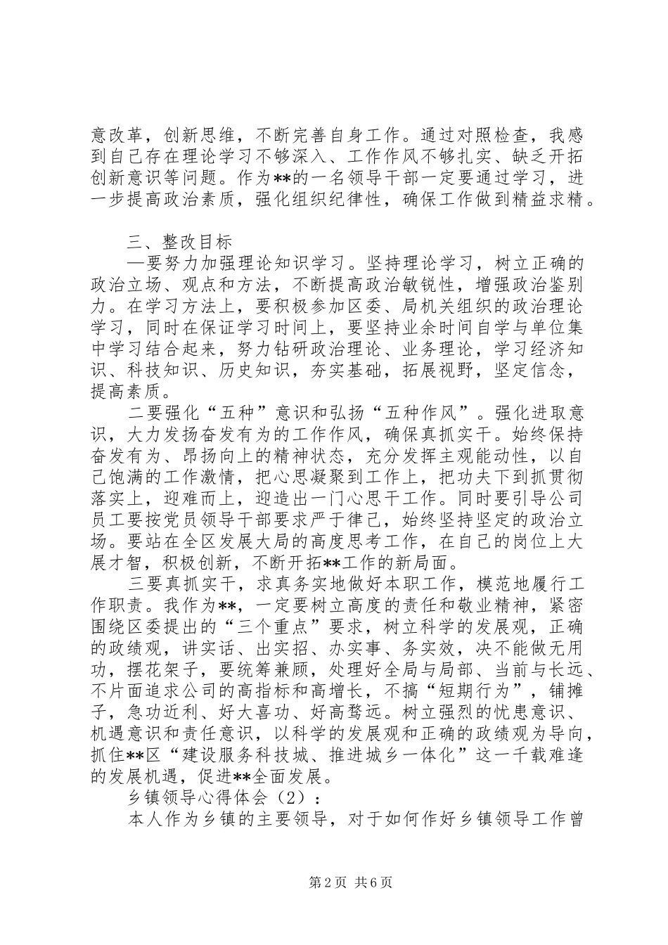 乡镇领导心得体会_第2页