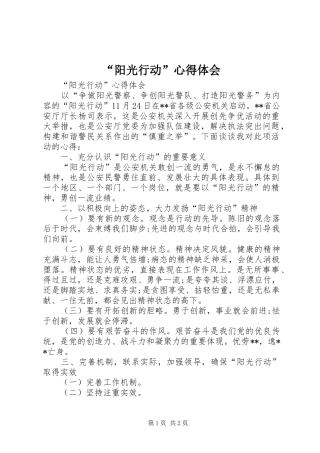 “阳光行动”心得体会