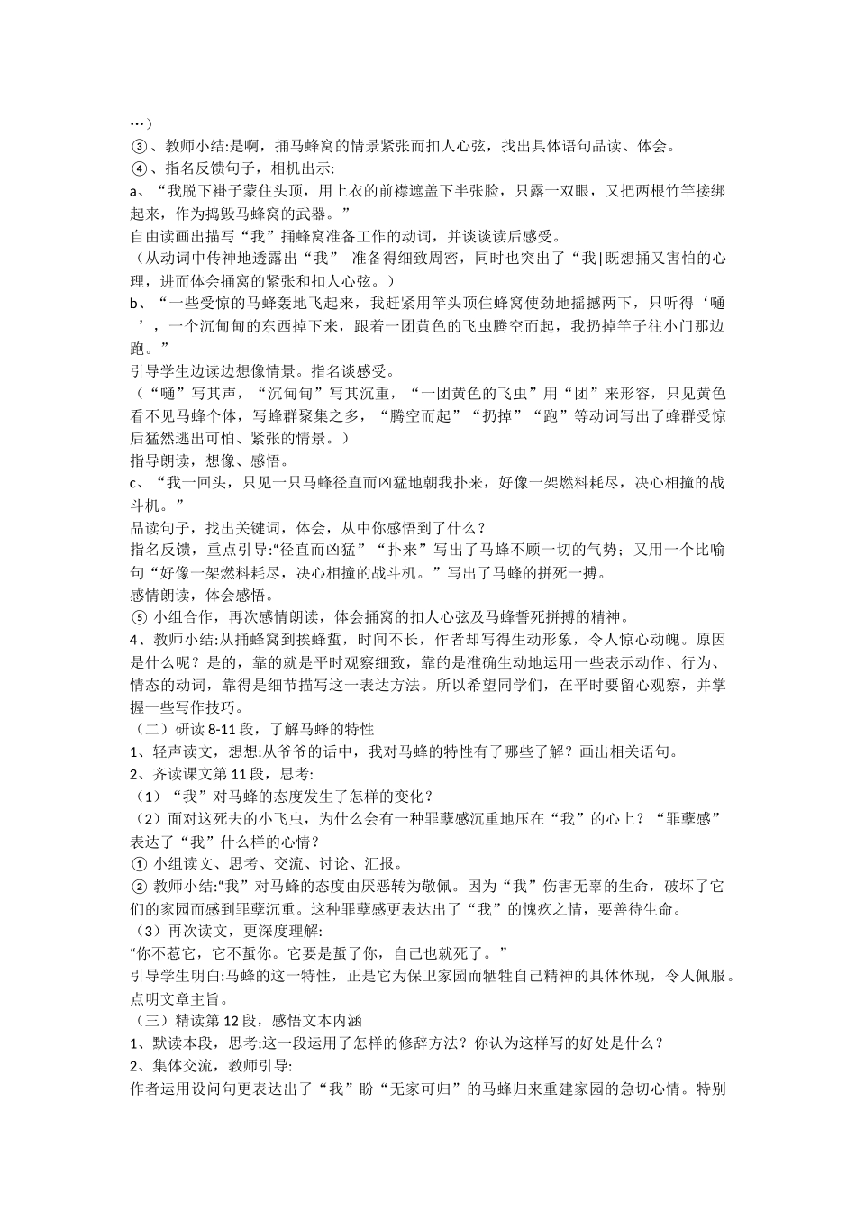 《捅马蜂窝》教案_第2页